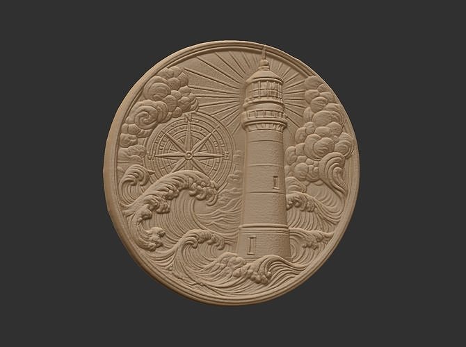lighthouse and compass rose relife cnc model 3D print model