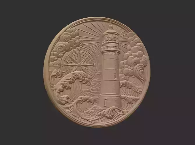 lighthouse and compass rose relife cnc model 3D print model