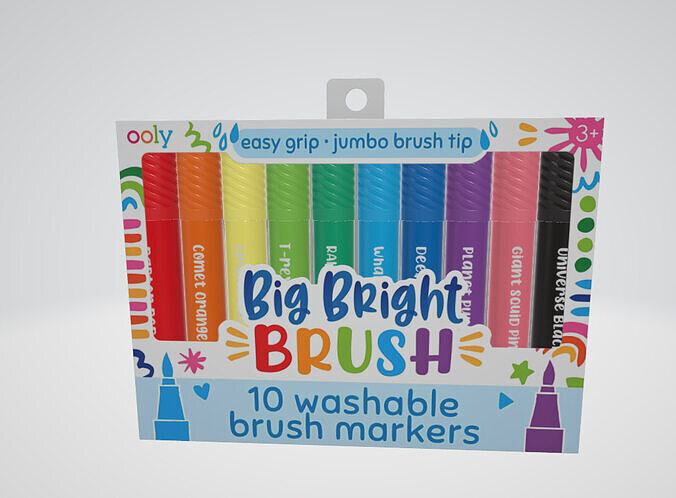  Big Bright Brush Washable Markers 3D model