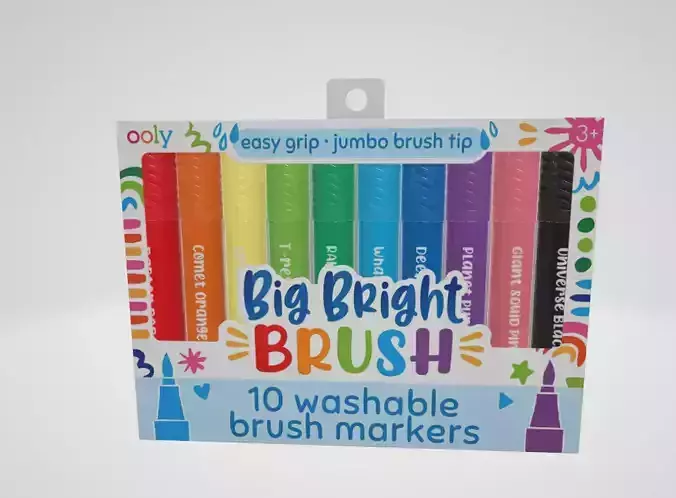  Big Bright Brush Washable Markers 3D model