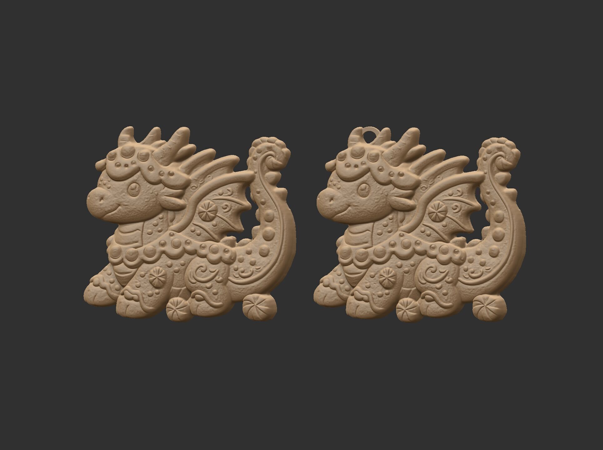 dragon christmas cookie decor cnc model 3D print model_4