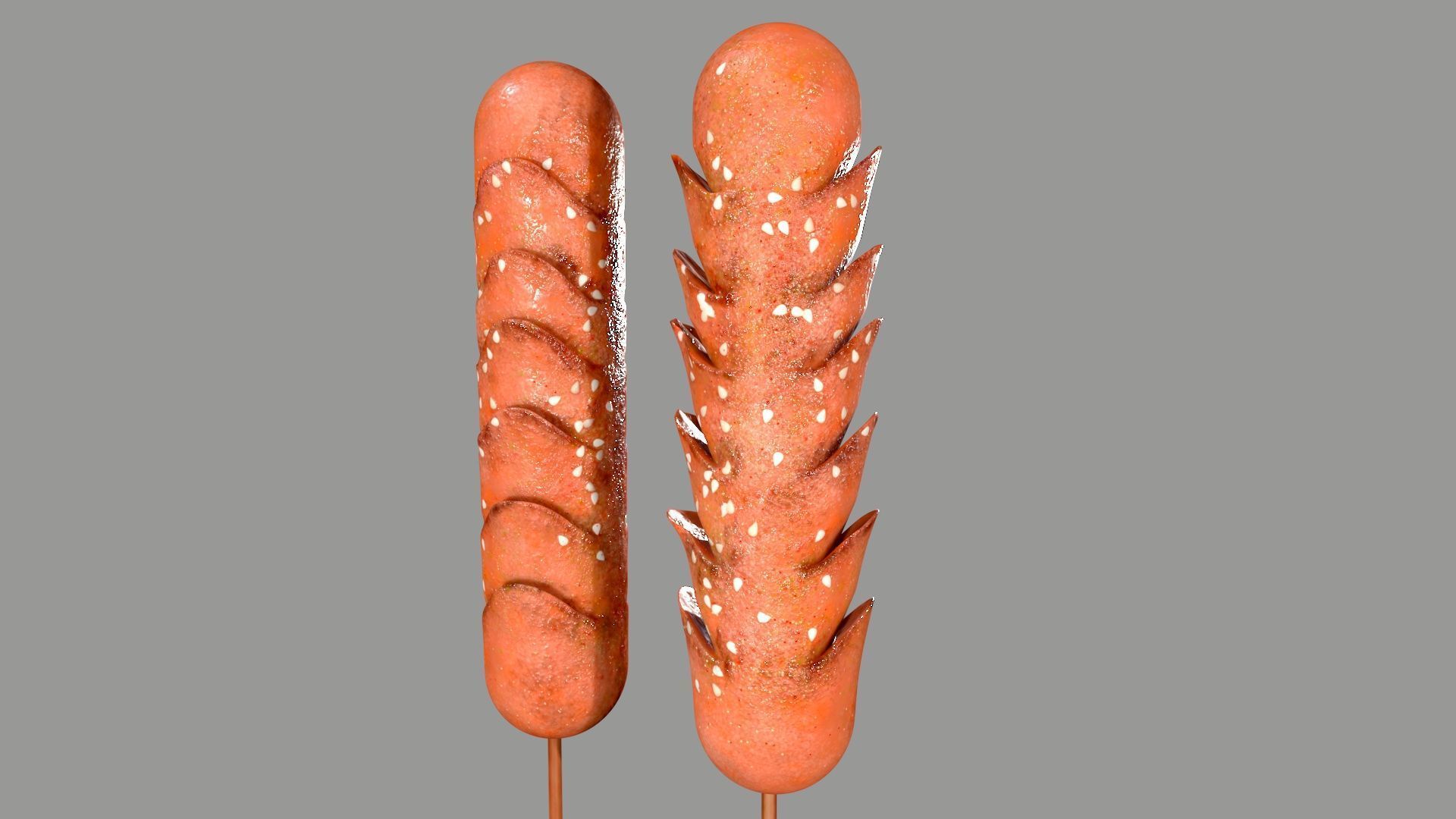 Fried Sausage Low-poly 3D model_6
