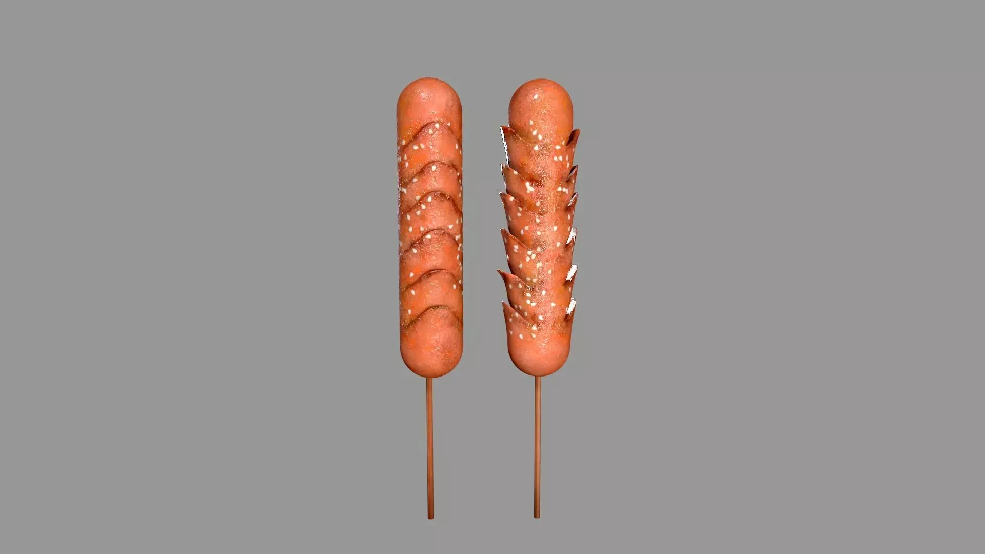 Fried Sausage Low-poly 3D model_0