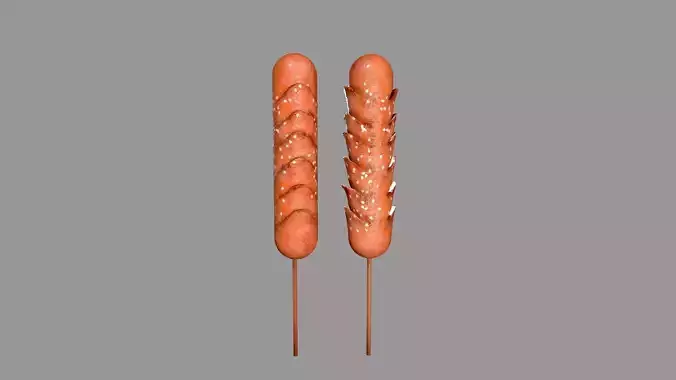 Fried Sausage Low-poly 3D model