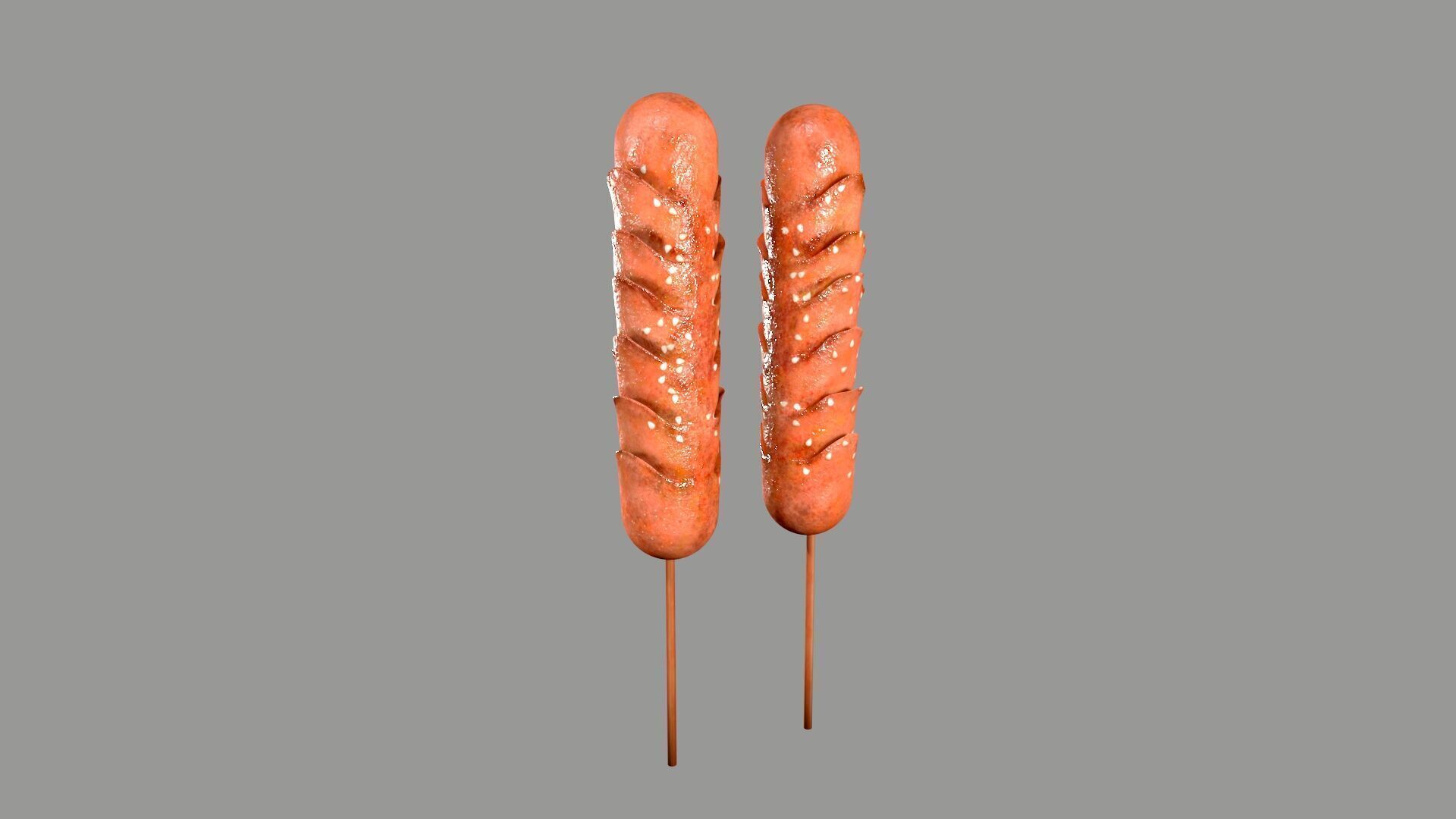 Fried Sausage Low-poly 3D model_1