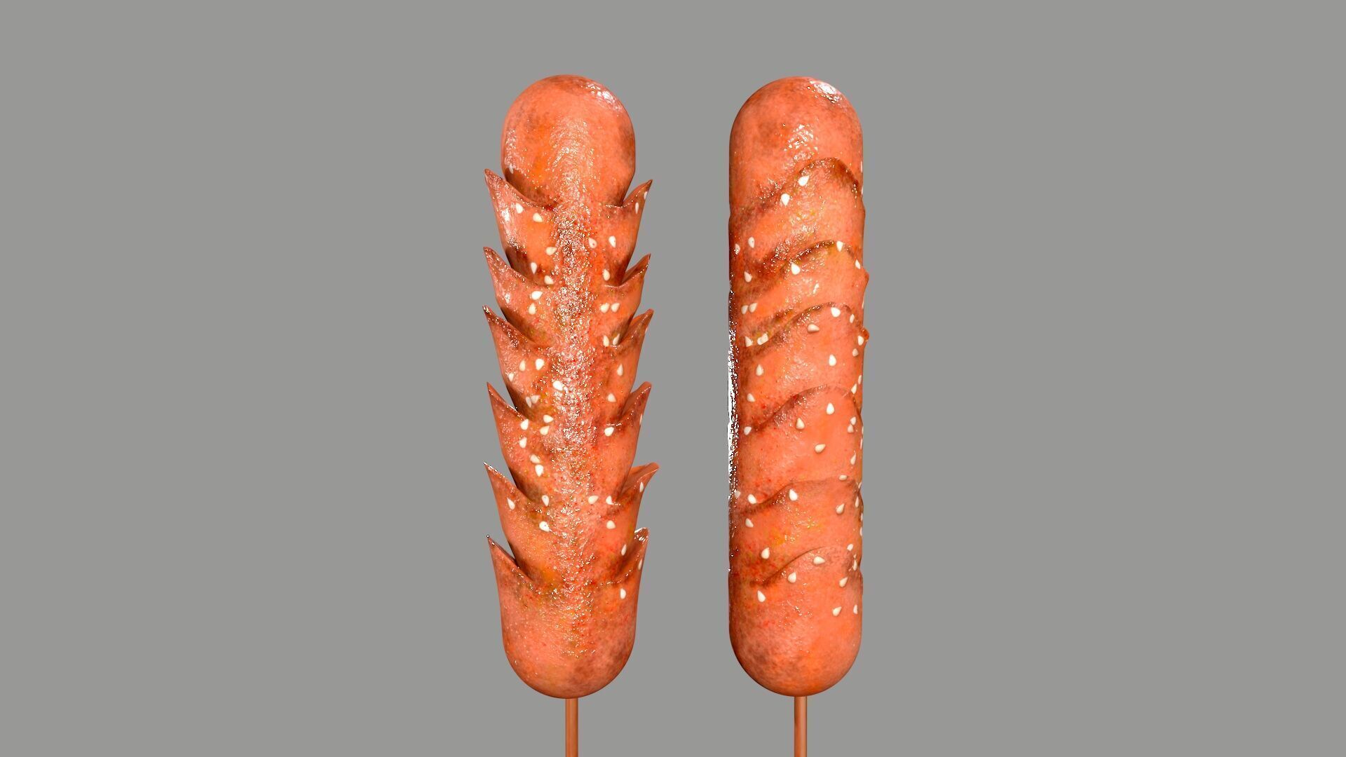 Fried Sausage Low-poly 3D model_5