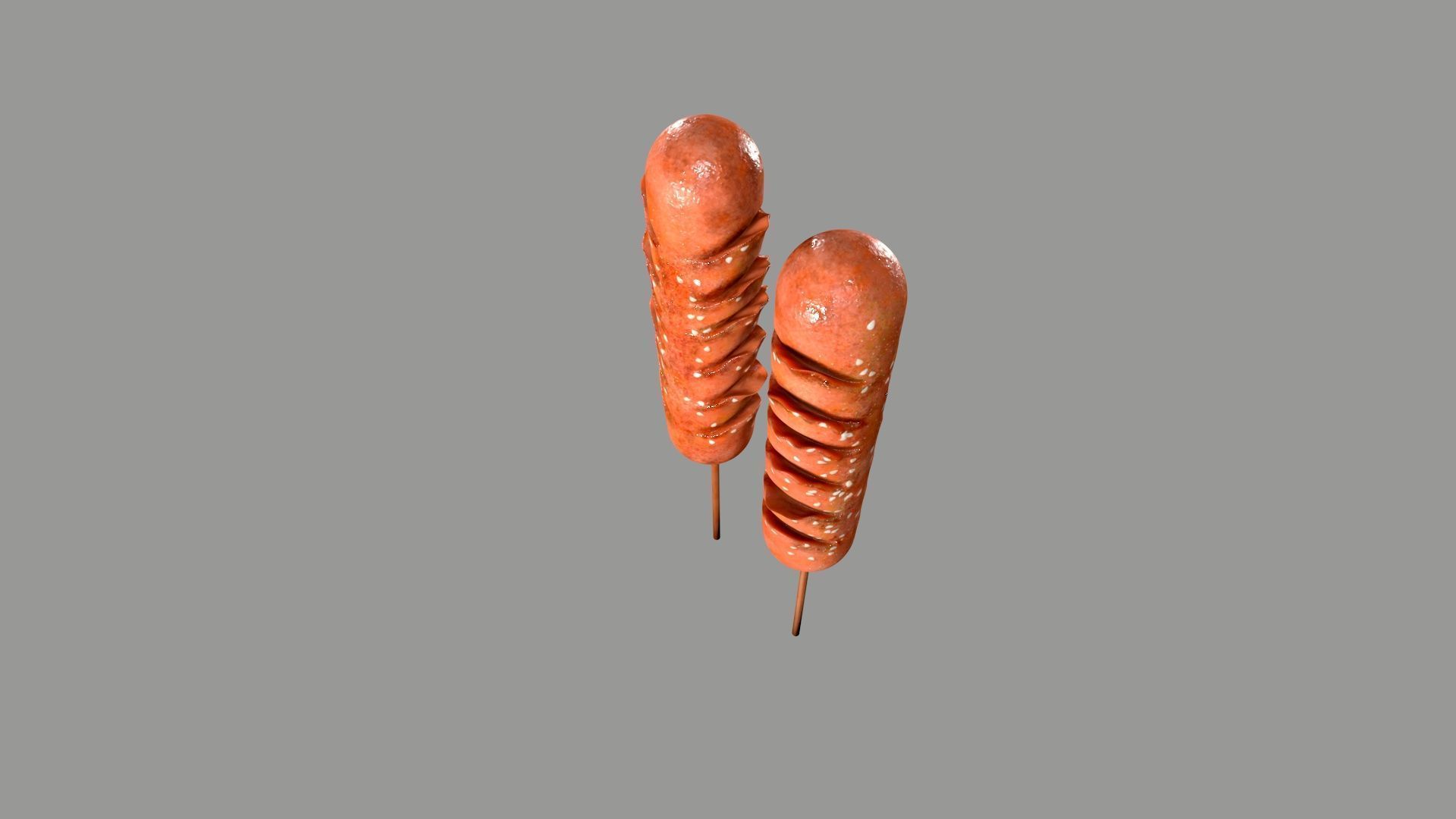 Fried Sausage Low-poly 3D model_7