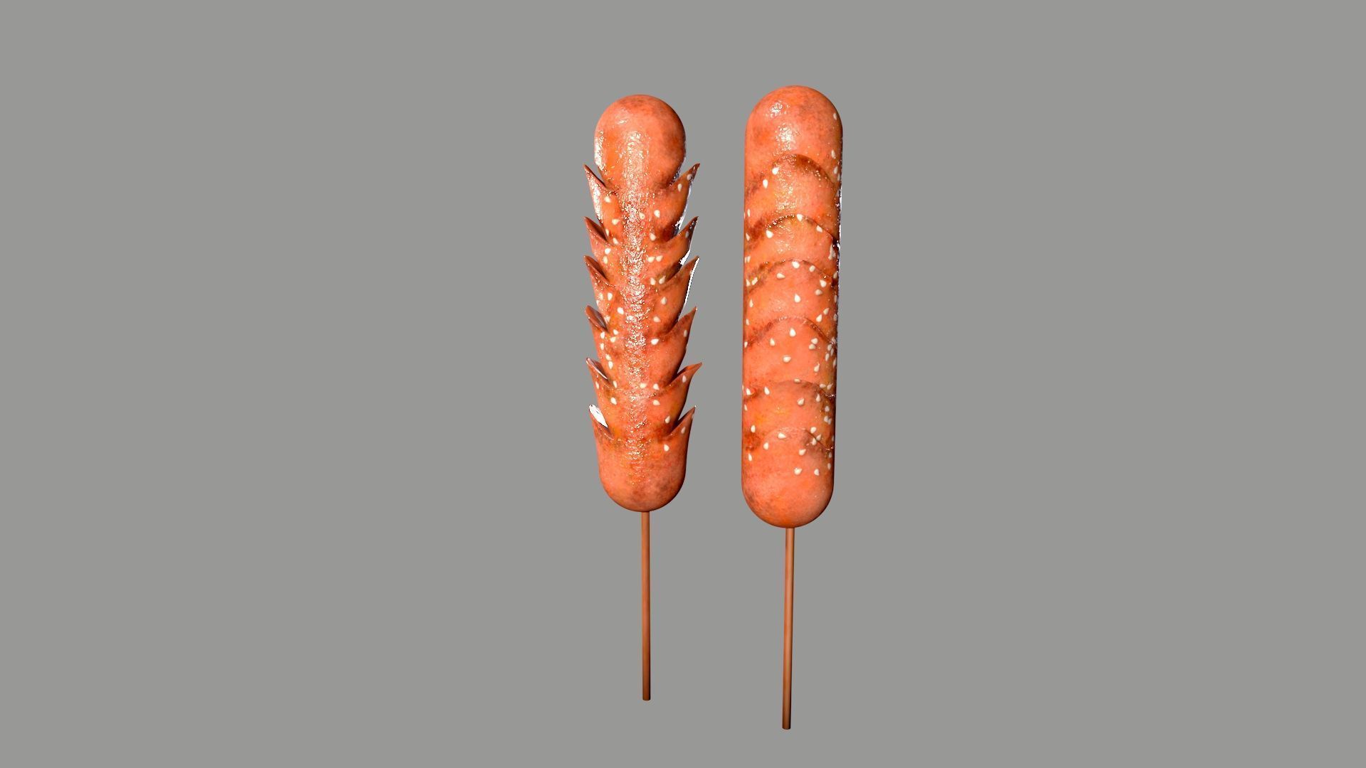 Fried Sausage Low-poly 3D model_3
