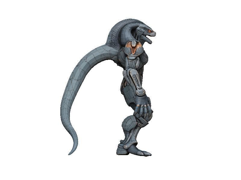 Snake Cyborg Low-poly 3D model_2