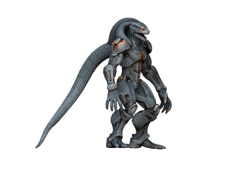 Snake Cyborg Low-poly 3D model_1