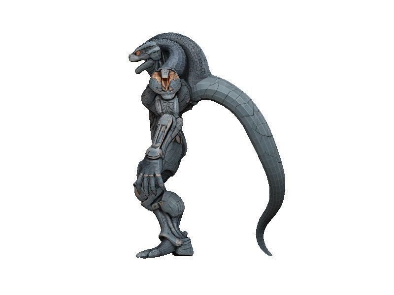 Snake Cyborg Low-poly 3D model_4