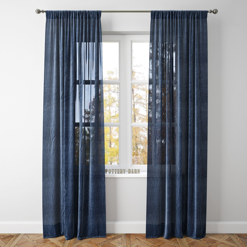 BELGIAN FLAX LINEN SHEER DRAPE-Pottery Barn