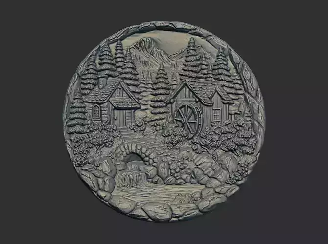 nature themed houses wall decor cnc model