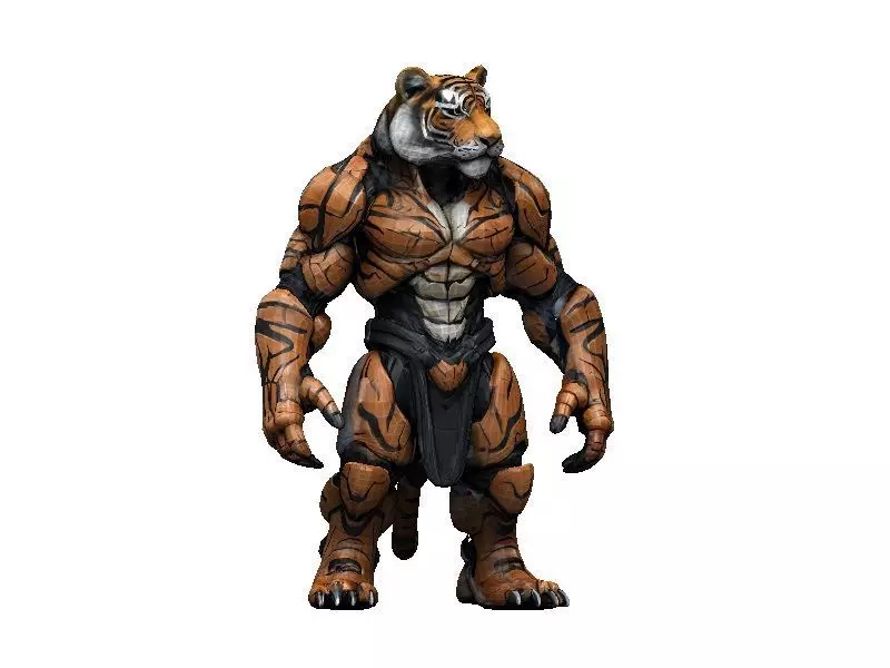 Tiger Cyborg Low-poly 3D model_0