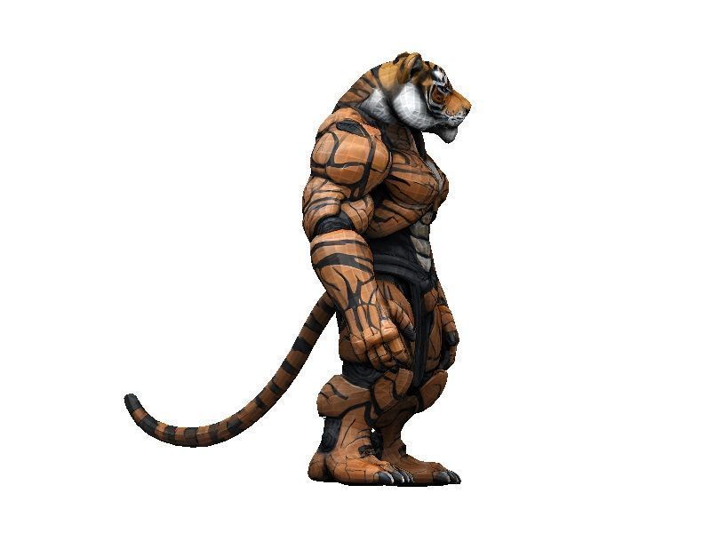 Tiger Cyborg Low-poly 3D model_1