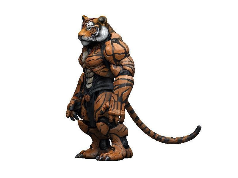 Tiger Cyborg Low-poly 3D model_3
