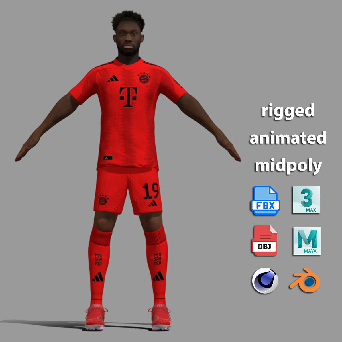 T-P Rigged Alphonso Davies Bayern Munich 24-25 3D model_1
