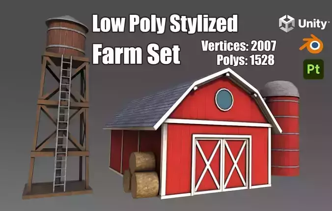 Low Poly Stylized Farm Set