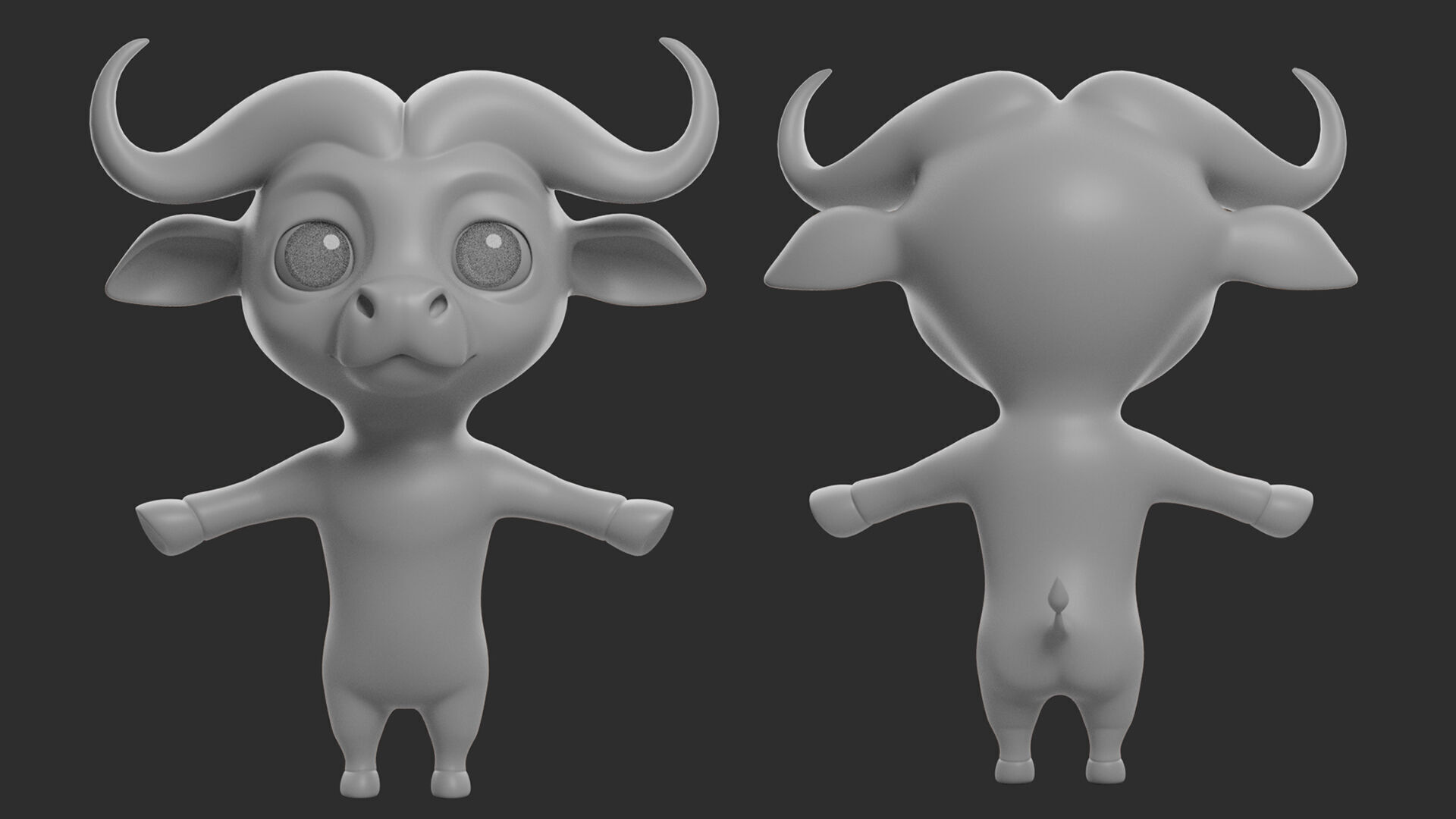 Buffalo Cartoon Low-poly 3D model_2