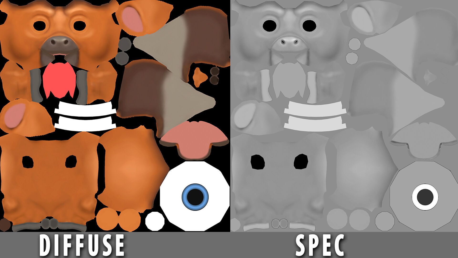 Buffalo Cartoon Low-poly 3D model_8