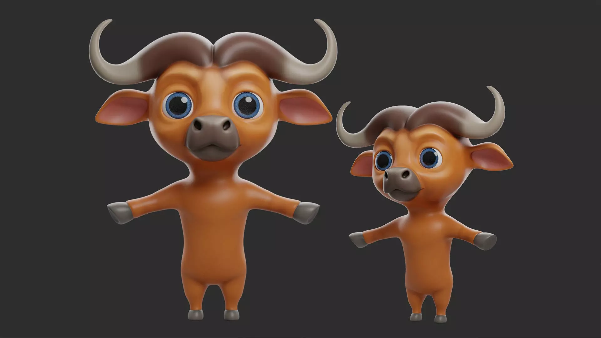 Buffalo Cartoon Low-poly 3D model_0