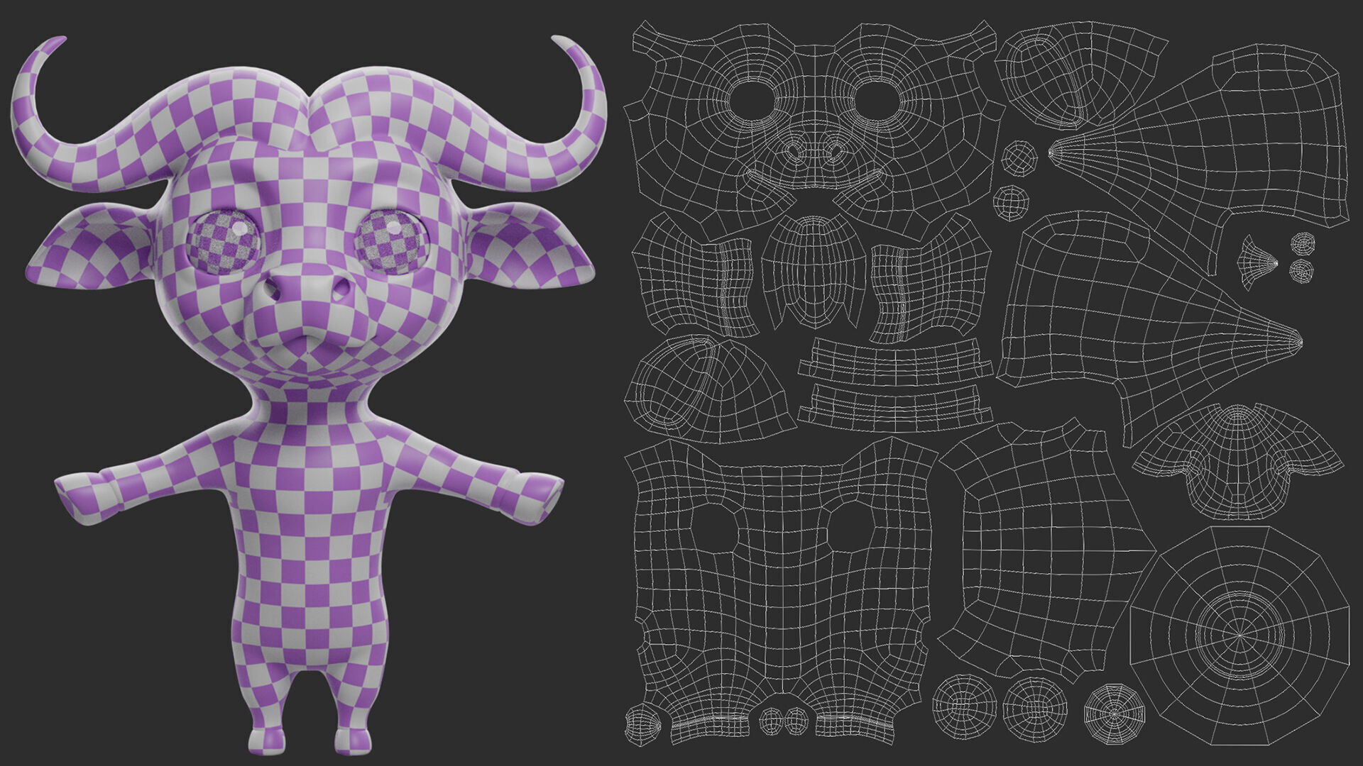 Buffalo Cartoon Low-poly 3D model_7