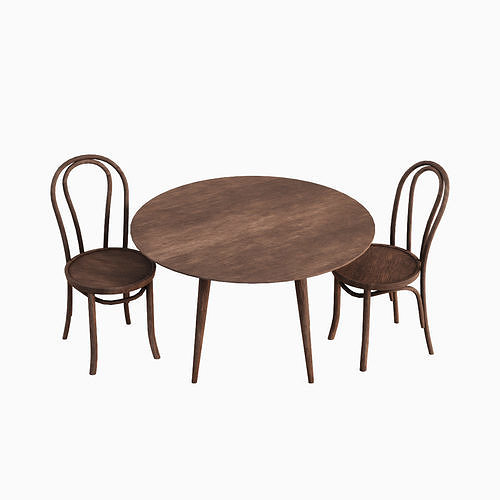 Thonet Table Set 03 Low-poly 3D model