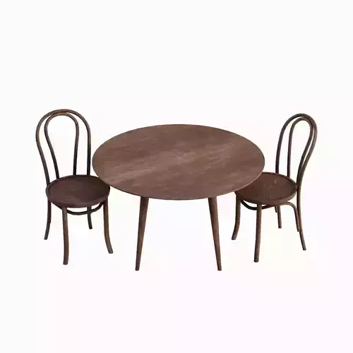 Thonet Table Set 03 Low-poly 3D model