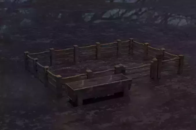 Wooden Fence Trough Gate and Bucket