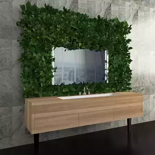 Washbasin with pedestal and herbs 3D model