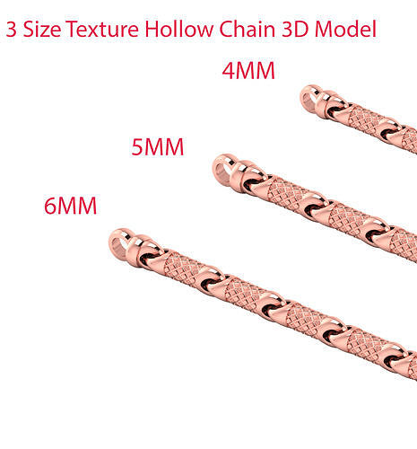 3 SET OF  Texture Hollow Chain 3D Model 3D Model Collection