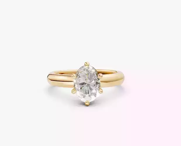 zdr0373   Oval Solitaire Engagemenr Ring  6 Prongs