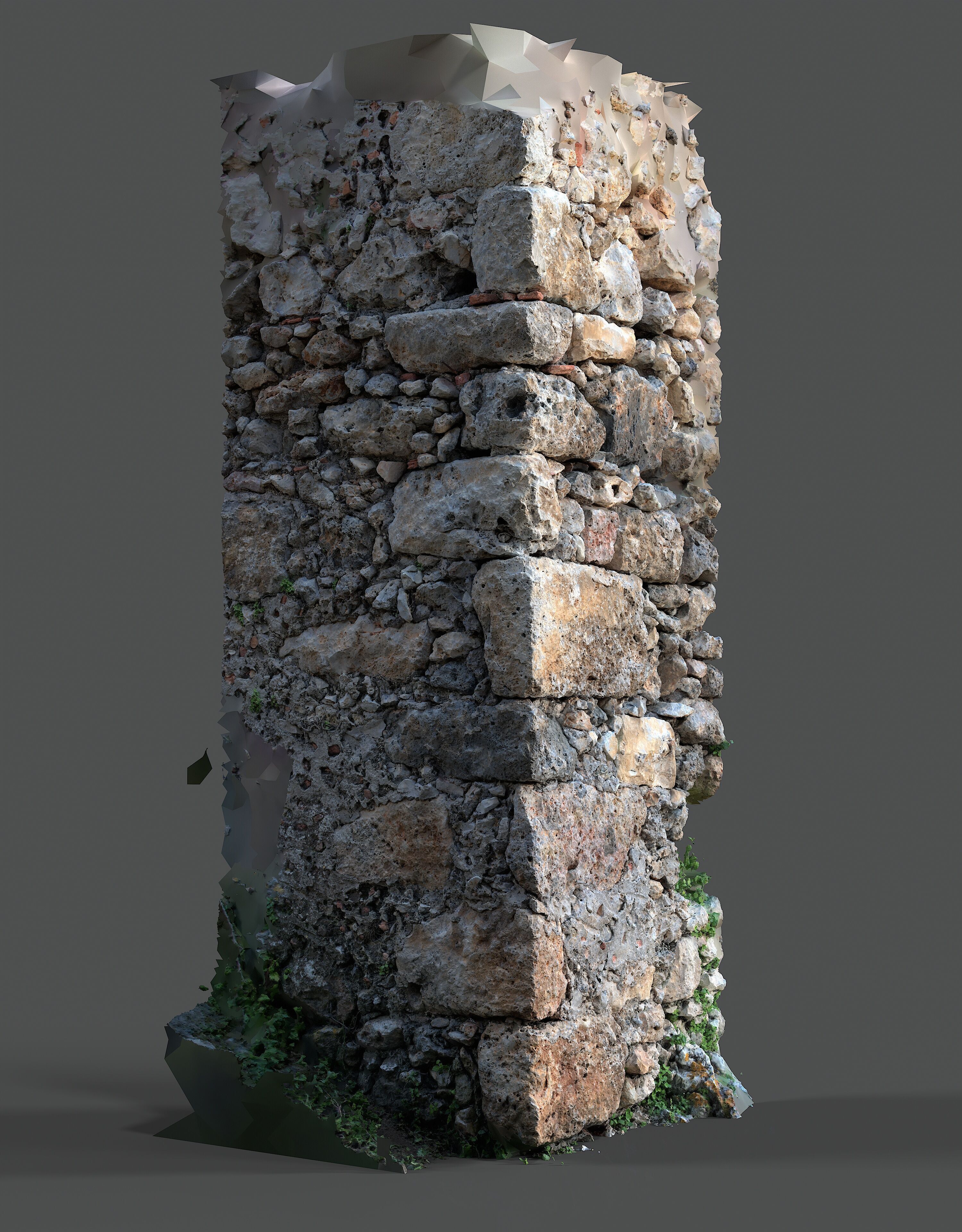 Abandoned House Ruined Part Scan - Wall Corner 01 3D model_3