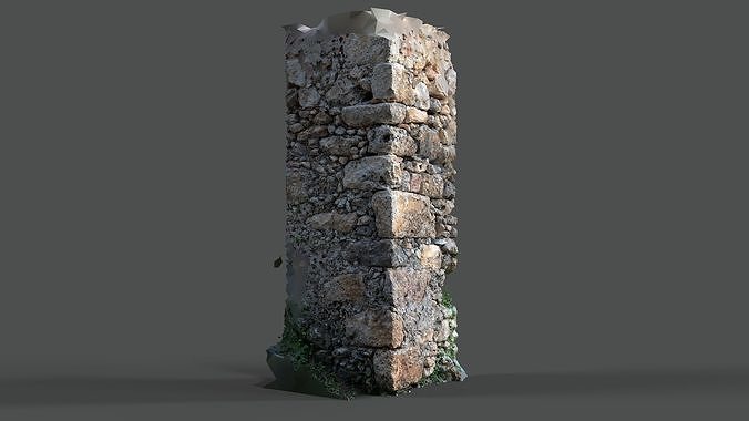 Abandoned House Ruined Part Scan - Wall Corner 01 3D model