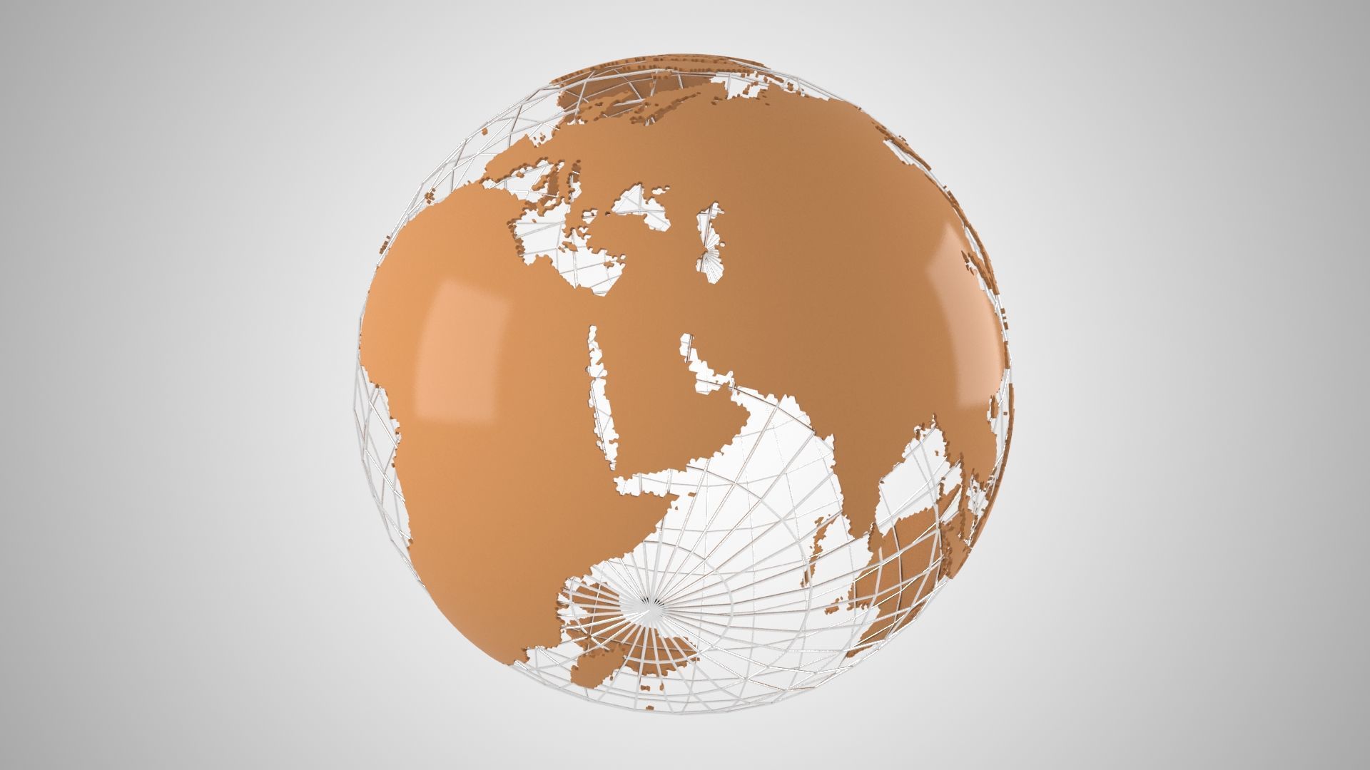 Globe News Skeleton Caramel Color 3D model_2