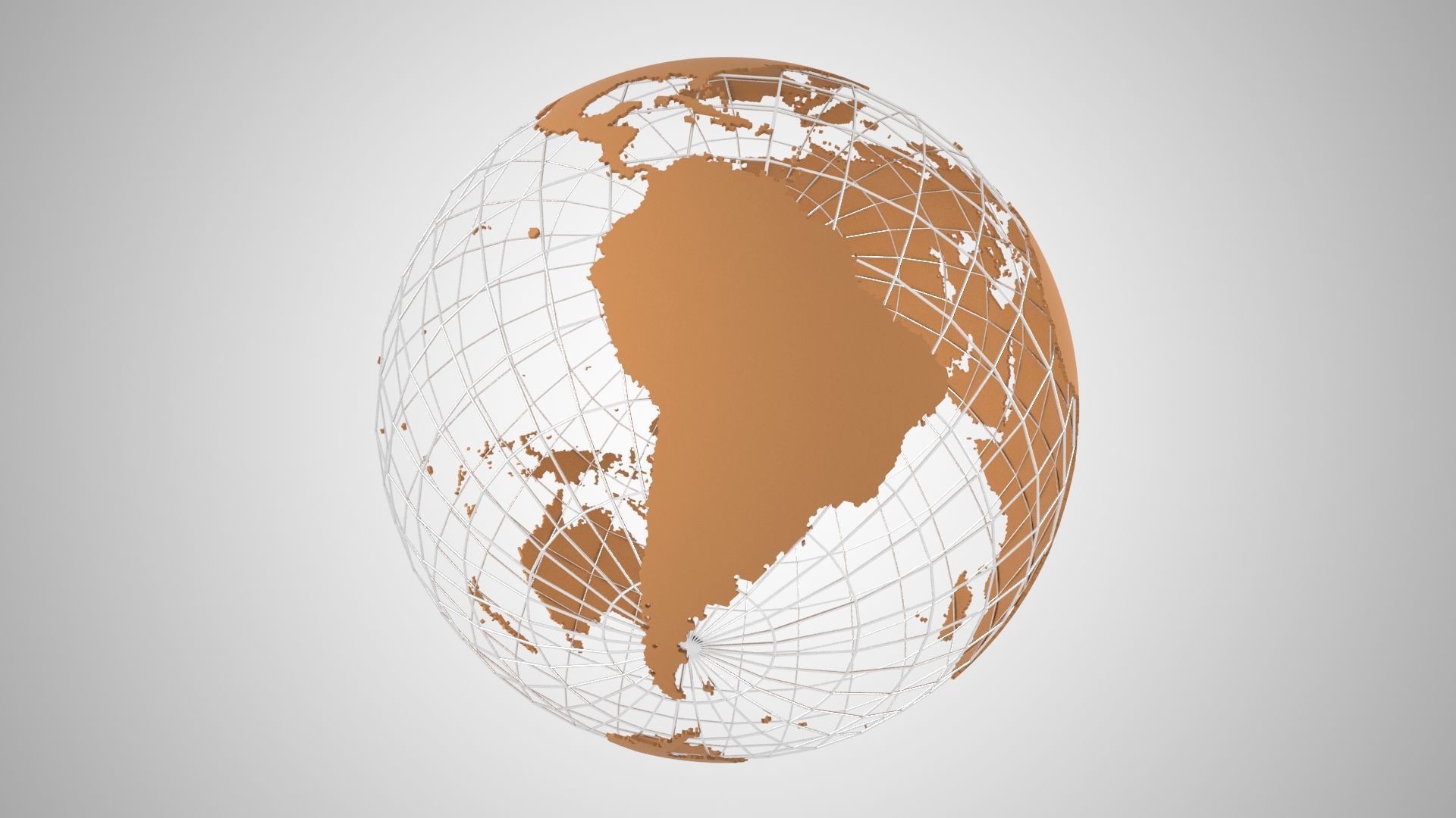 Globe News Skeleton Caramel Color 3D model_1