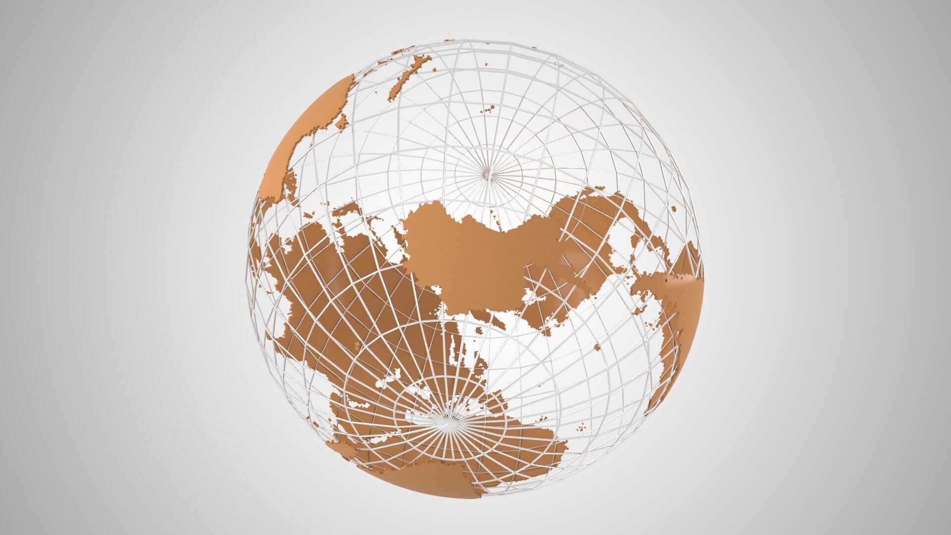 Globe News Skeleton Caramel Color 3D model_4