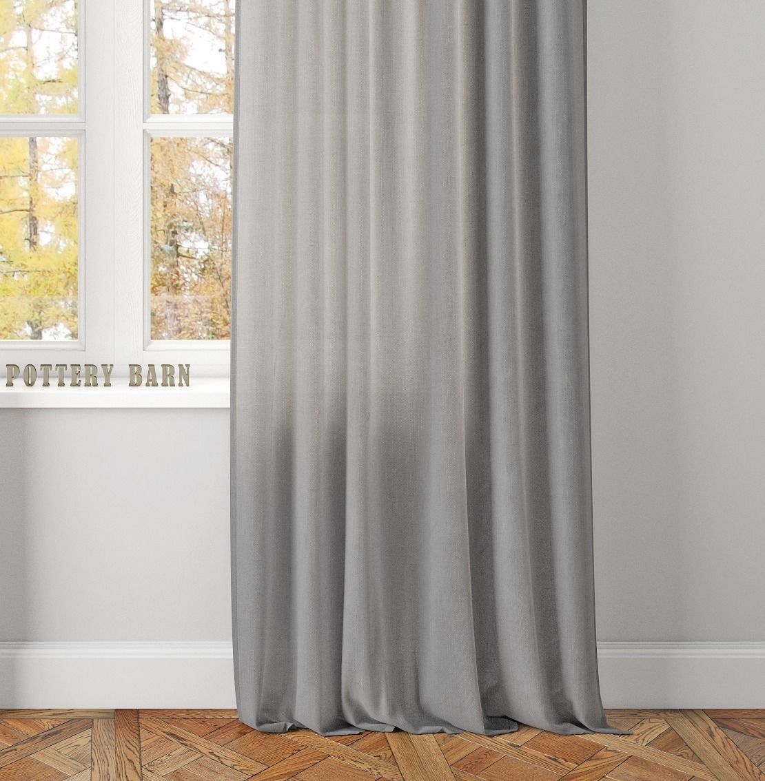 TEXTURED COTTON TAB-TOP DRAPE-Pottery Bar 3D model_2