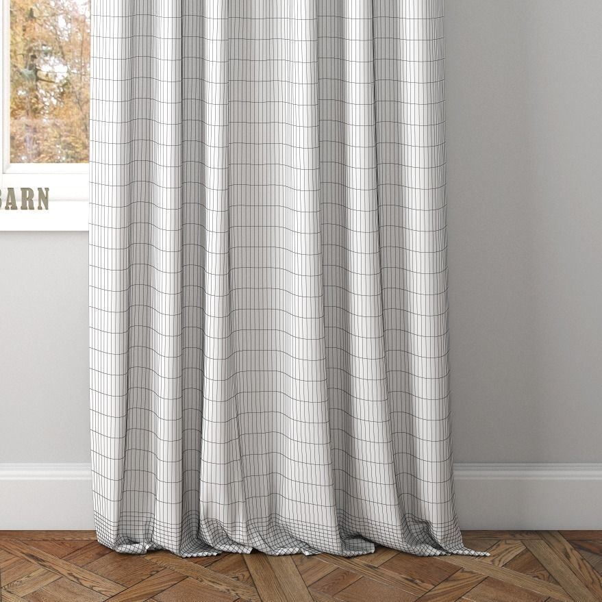 TEXTURED COTTON TAB-TOP DRAPE-Pottery Bar 3D model_3