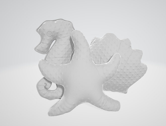 AELS Set of 2 Coastal Throw Pillows 3D model