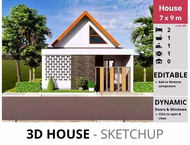 House 7X9m code 489- Sketchup 3D model 3D model