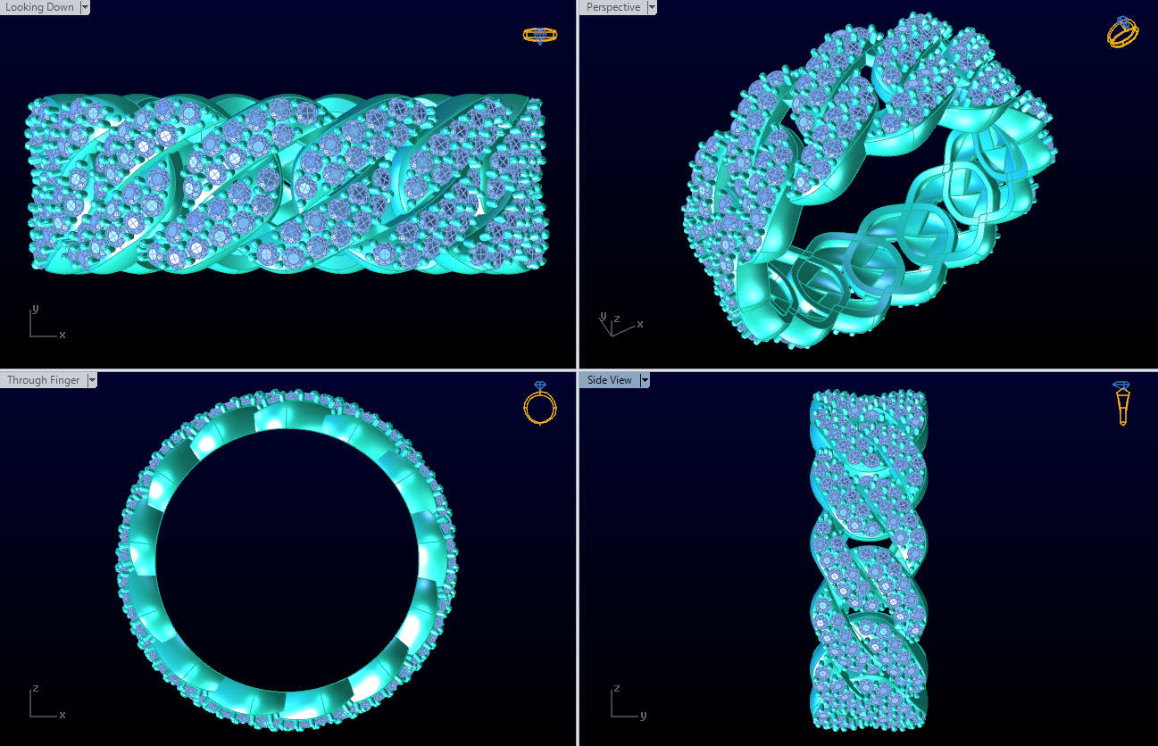 Chain ring - Miami Cuban ring - Link ring - N359A 3D print model_9