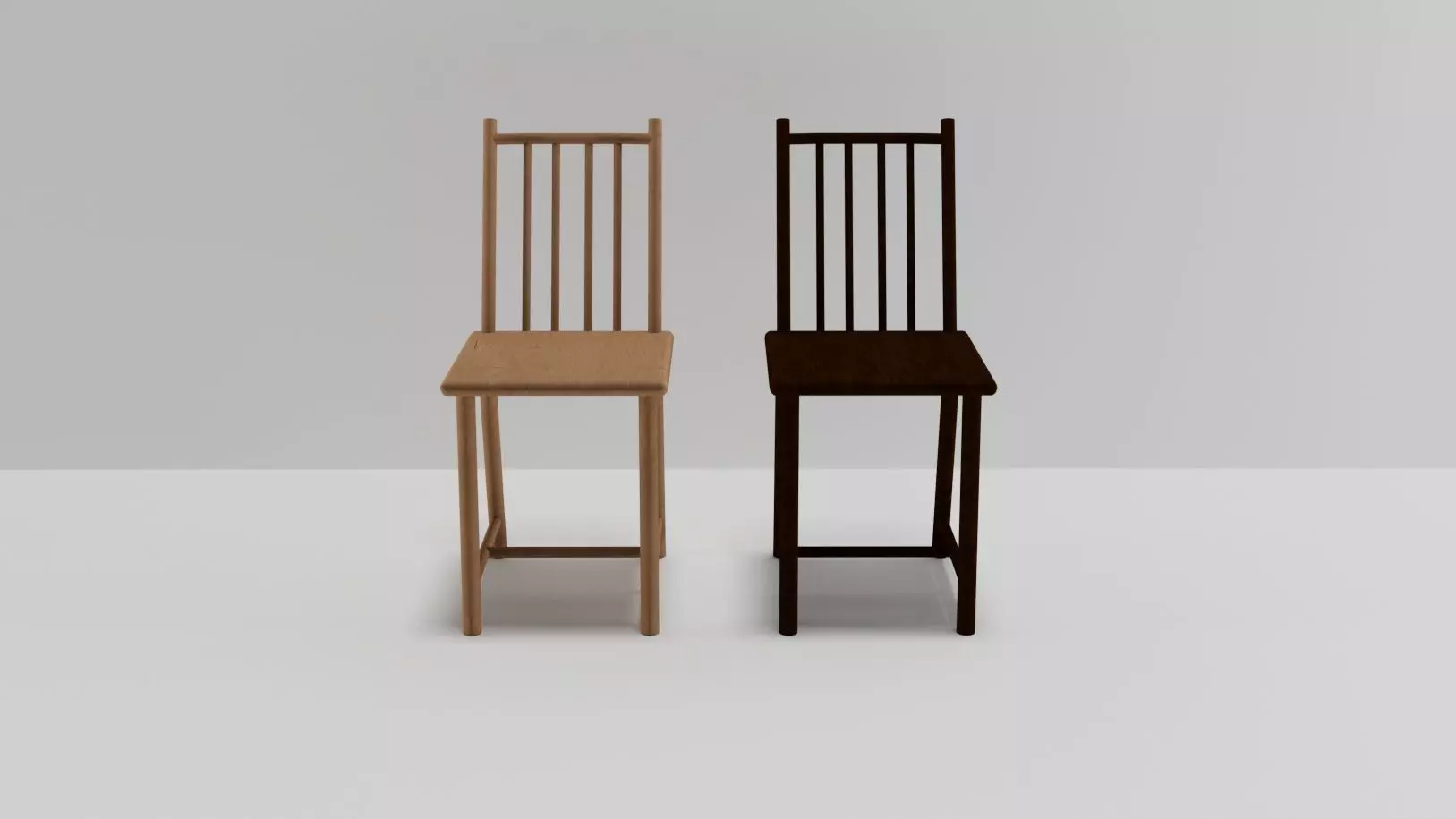 Classic Chair Duo Light Dark Wood Variants Low Poly pro model Free 3D model