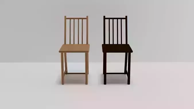 Classic Chair Duo  Light   Dark Wood Variants Low Poly pro model