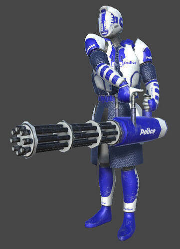 Futuristic Police Minigunner - Unity Game Ready Asset Low-poly 3D model