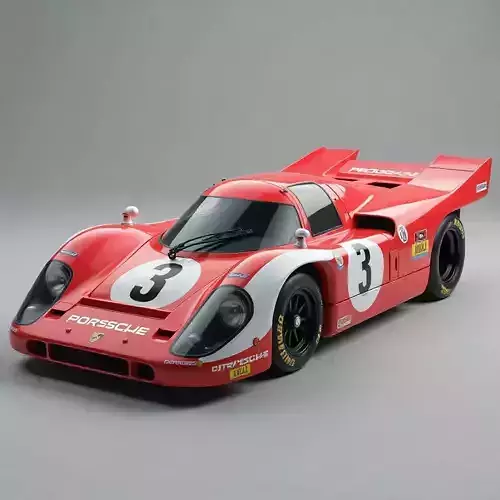 Vintage Red Porsche Style Race Car 3D Model Low-poly 3D model