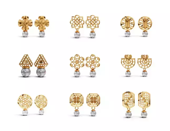 Elegant Pearl Stud Earring 3DM  STL  Ready for 3D Printing