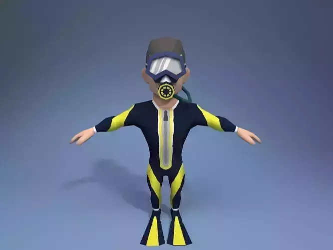 Diver scuba wearing mask and goggles
