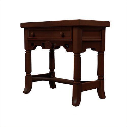 Traditional Dark Wood Side Table Night Stand Low-poly 3D model
