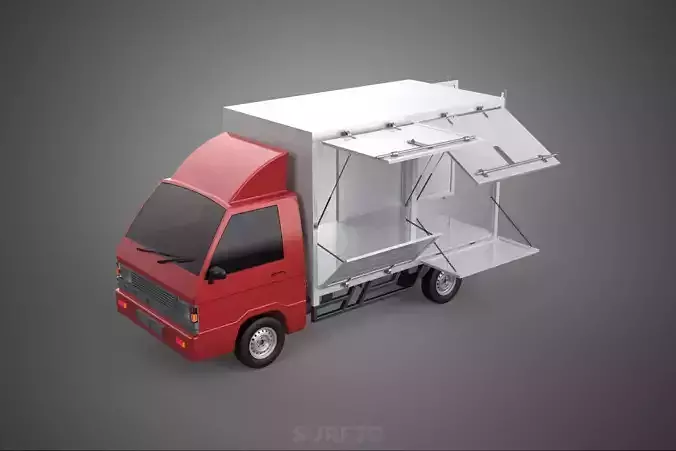 EMPTY SHIPMENT CUBE VAN BOX TRUCK PICKUP VEHICLE TRANSPORT CAR 3D model